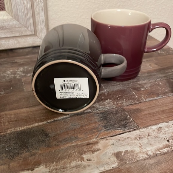 3 Le Creuset coffee mugs purple, grey, red new with tags. Has some small marks. - Picture 2 of 5